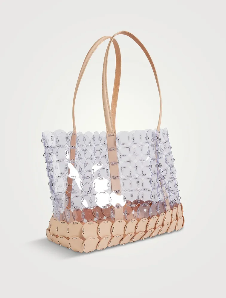 Disc PVC And Leather Tote Bag
