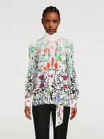 Crepe De Chine Blouse With Scarf Floral Print