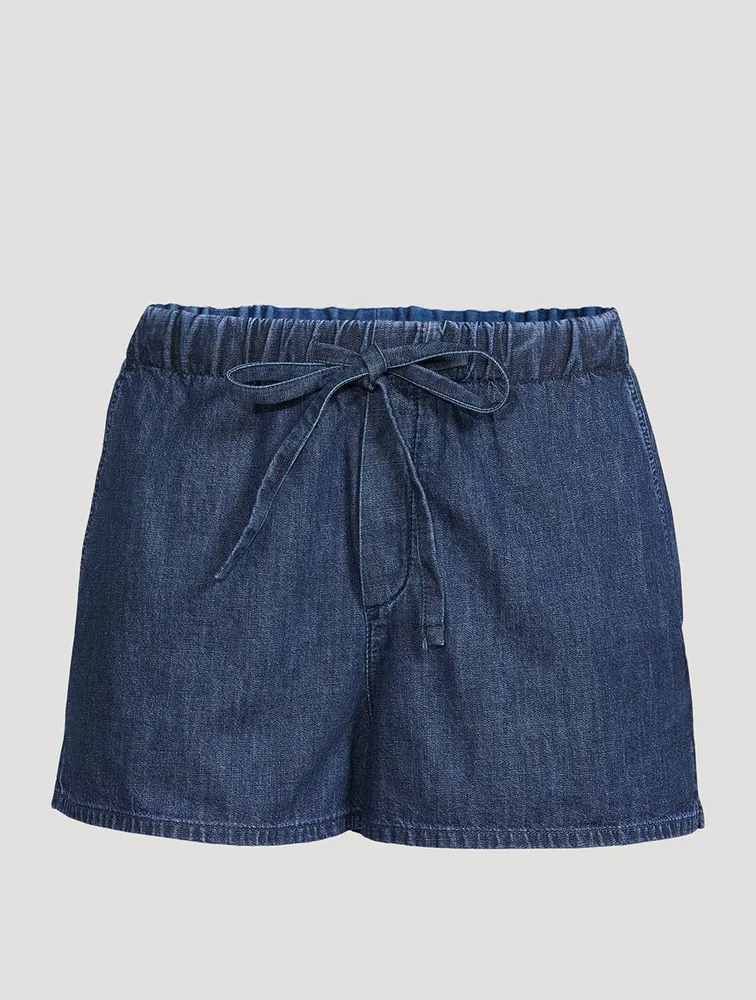 Drawstring Denim Shorts