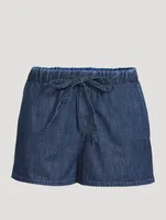 Drawstring Denim Shorts