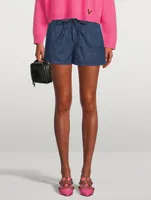 Drawstring Denim Shorts