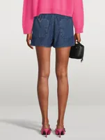 Drawstring Denim Shorts