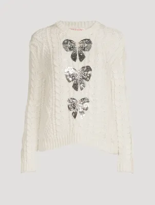 Sequin-Embellished Cable-Knit Sweater