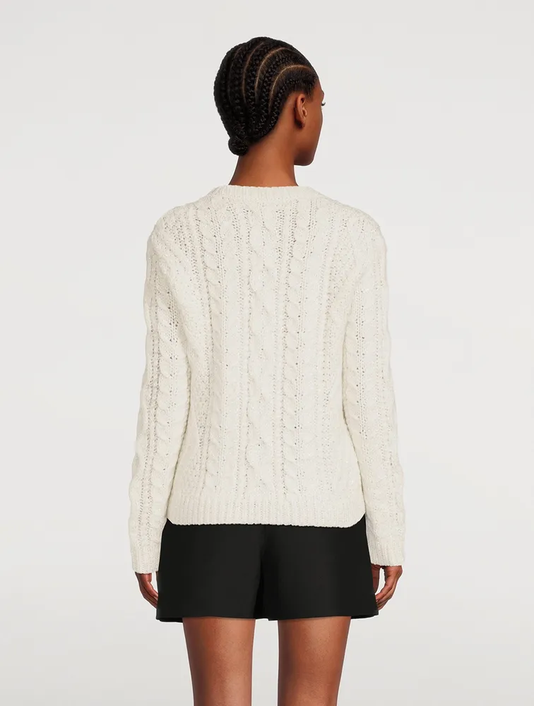 Sequin-Embellished Cable-Knit Sweater