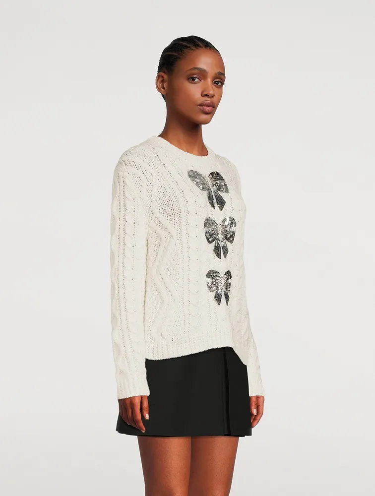 Sequin-Embellished Cable-Knit Sweater