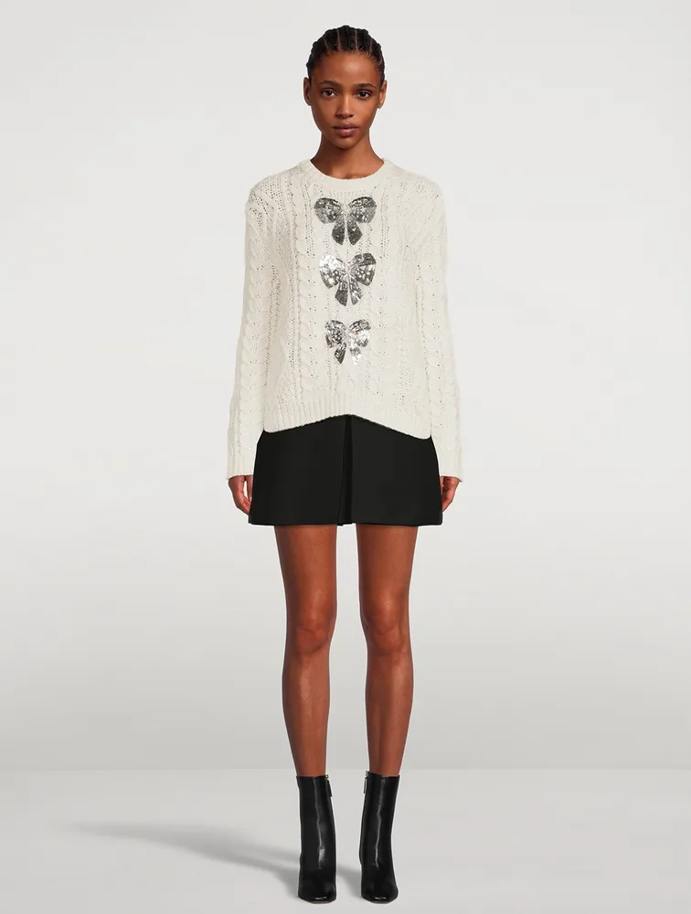 Sequin-Embellished Cable-Knit Sweater