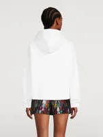 Sequin-Embellished Cropped Hoodie