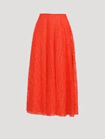 V Optical Lace Midi Skirt