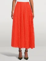 V Optical Lace Midi Skirt