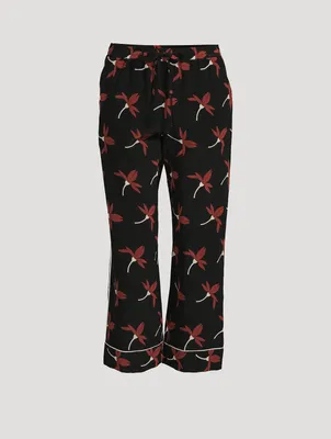 Crepe De Chine Pajama Pants Floral Print