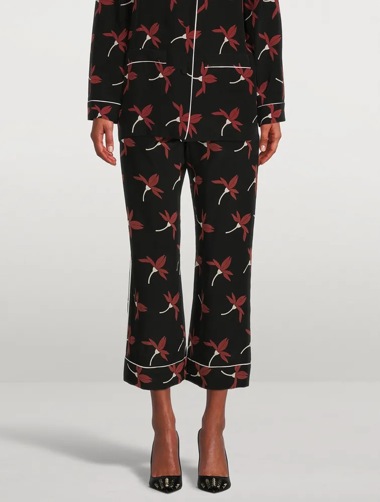 Crepe De Chine Pajama Pants Floral Print