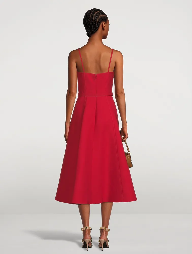 Belted Crepe Midi Dress