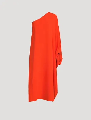 Silk Cady One-Shoulder Dress