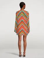 Lace Shift Dress Chevron Print