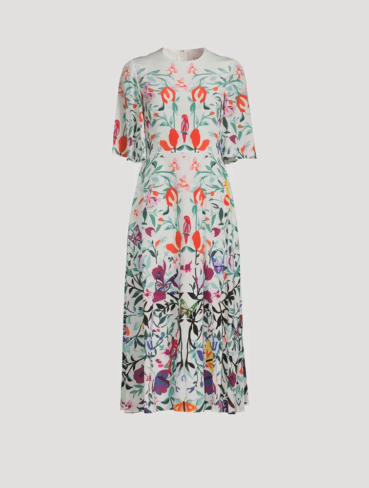 Silk Crepe De Chine Dress Floral Print