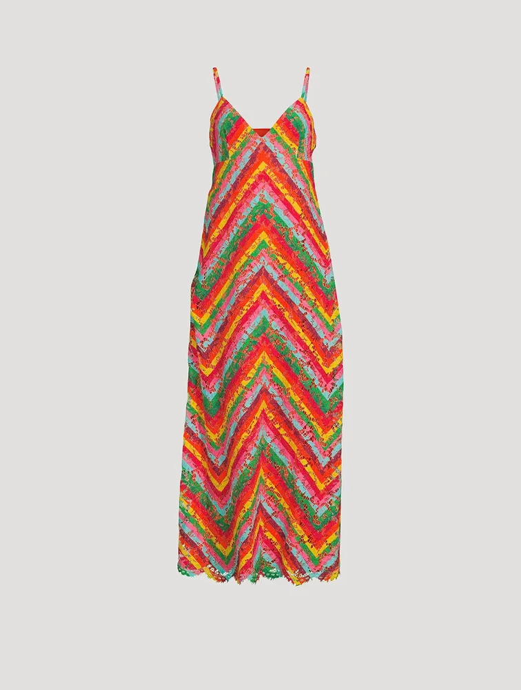 Lace Maxi Dress Chevron Print