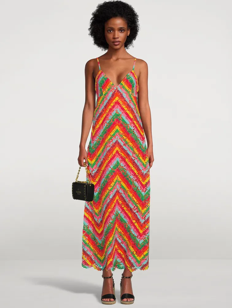 Lace Maxi Dress Chevron Print