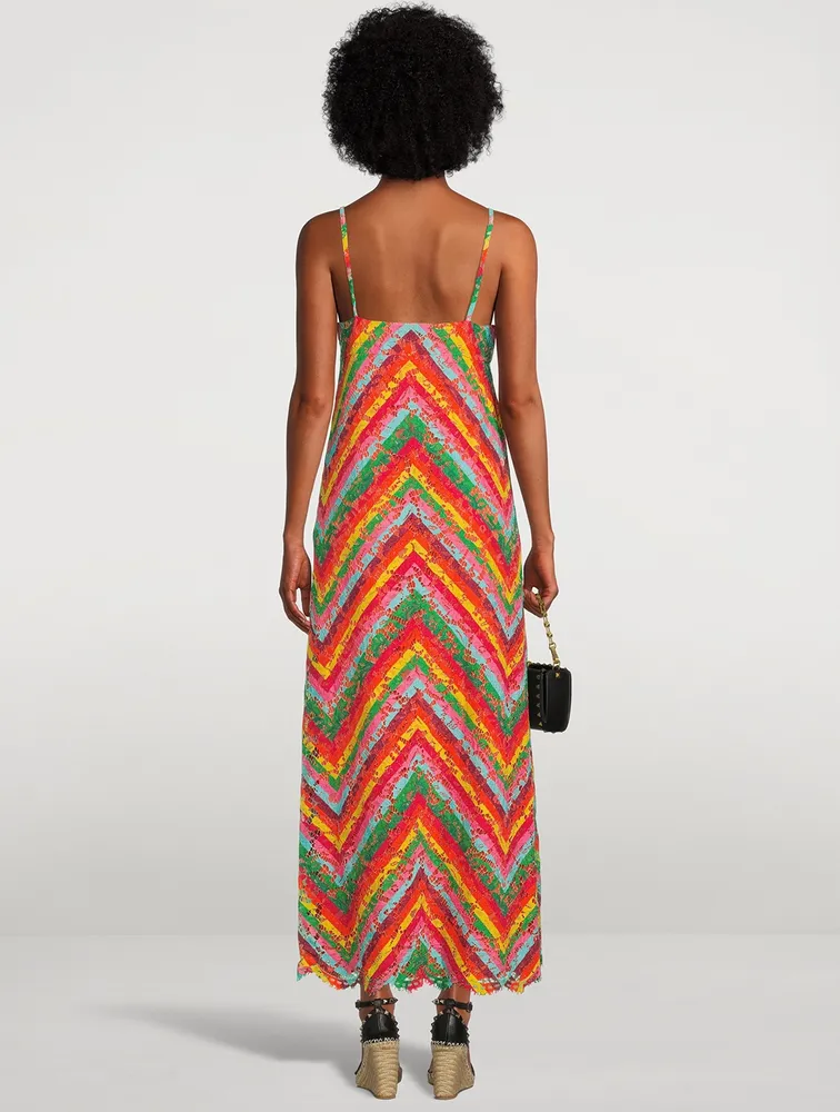 Lace Maxi Dress Chevron Print