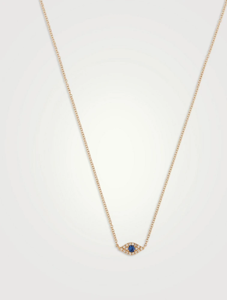 14K Gold Diamond Evil Eye Choker Necklace