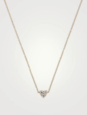 14K Gold Full Cut Diamond Heart Choker Necklace