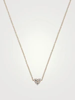 14K Gold Full Cut Diamond Heart Choker Necklace