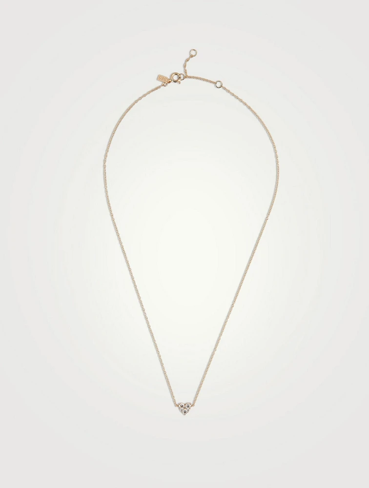 14K Gold Full Cut Diamond Heart Choker Necklace