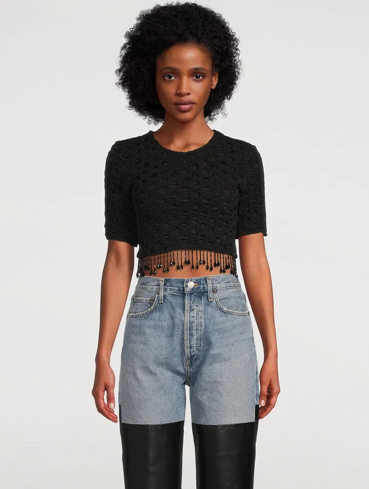 Beaded Fringe Crop Top