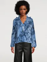 Pleated Georgette Ruffle Blouse