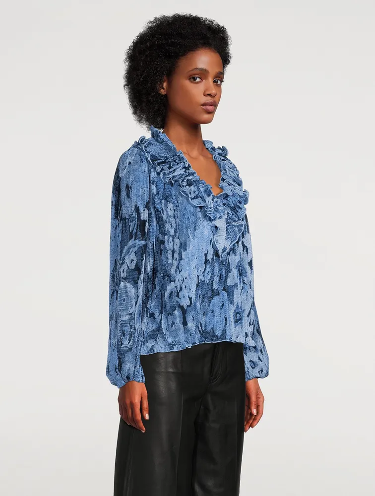 Pleated Georgette Ruffle Blouse