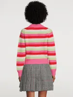 Striped Soft Knit Cardigan With Crystal Buttons