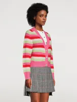 Striped Soft Knit Cardigan With Crystal Buttons