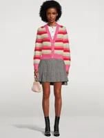 Striped Soft Knit Cardigan With Crystal Buttons
