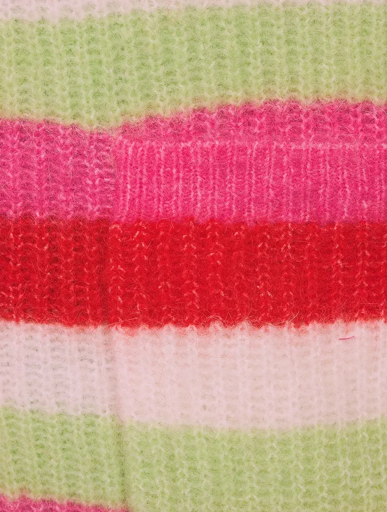 Striped Soft Knit Cardigan With Crystal Buttons