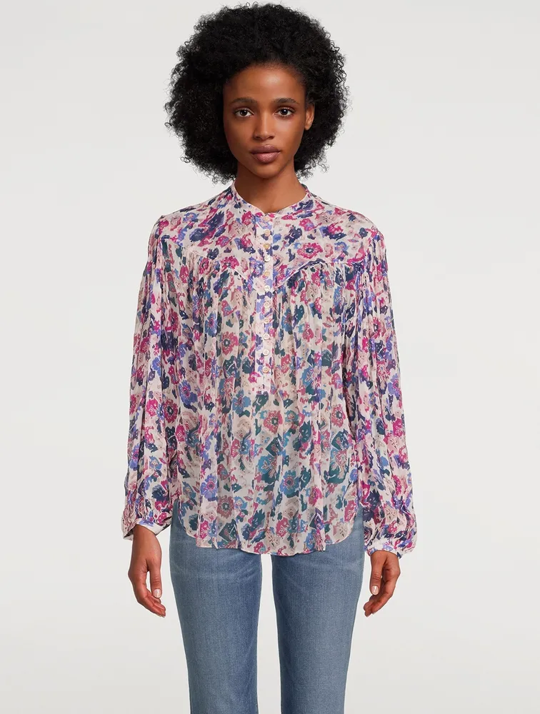 Kiledia Puff-Sleeve Blouse Floral Print