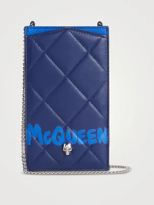 Graffiti Quilted Leather Crossbody Phone Bag
