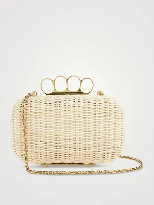 Four-Ring Woven Straw Clutch