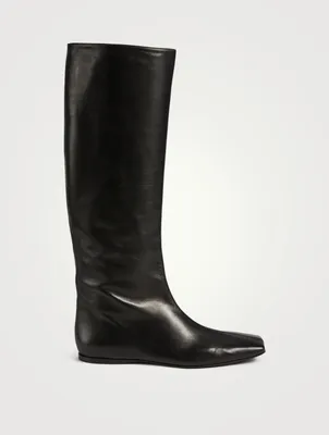 Quad Knee-High Leather Slouch Boots