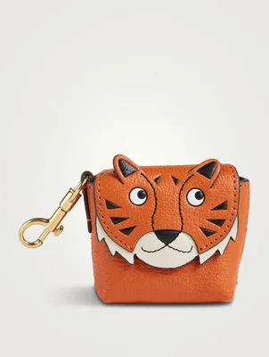 Tiger Leather Ear Phones Pouch