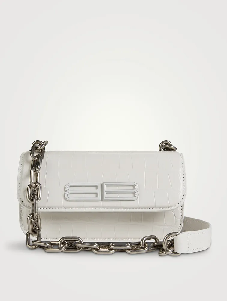 XS Gossip Croc-Embossed Leather Chain Bag