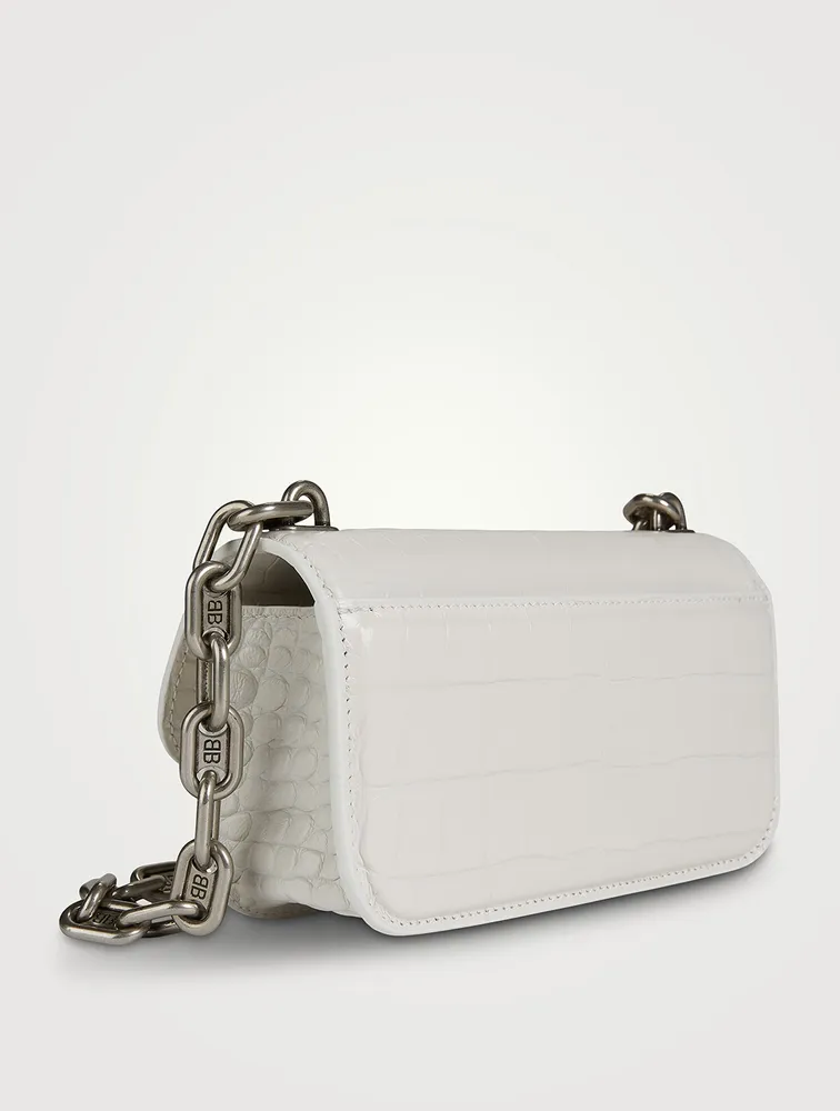 XS Gossip Croc-Embossed Leather Chain Bag