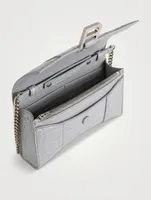 Hourglass Croc-Embossed Leather Chain Wallet