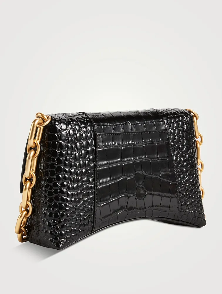 XS Downtown Croc-Embossed Leather Shoulder Bag