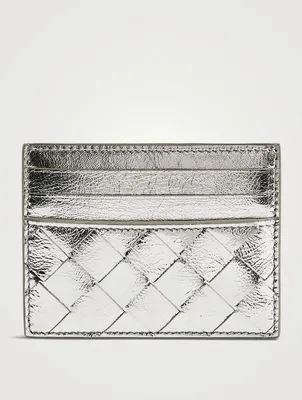 Intrecciato Metallic Leather Card Case