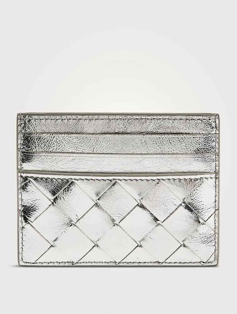 Intrecciato Metallic Leather Card Case