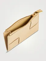 Intrecciato Leather Zip Card Case