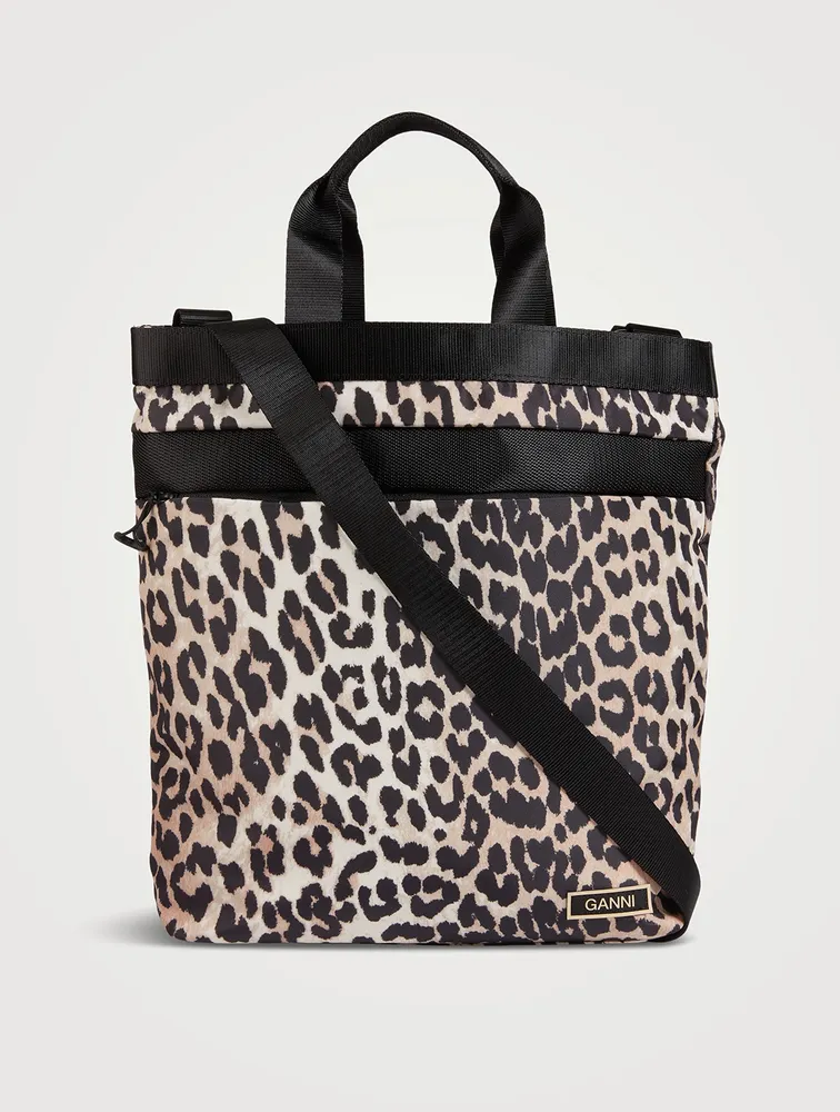 Medium Recycled Tech Tote Bag In Leopard Print