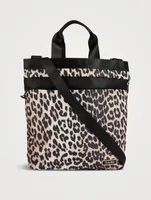 Medium Recycled Tech Tote Bag In Leopard Print