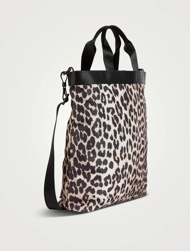 Medium Recycled Tech Tote Bag In Leopard Print