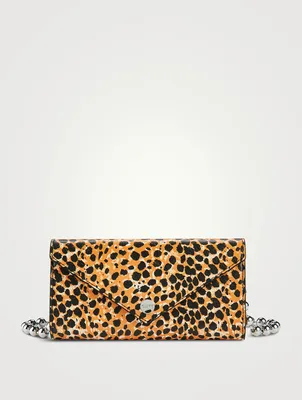 Banner Recycled Leather Envelope Chain Wallet In Animal Print