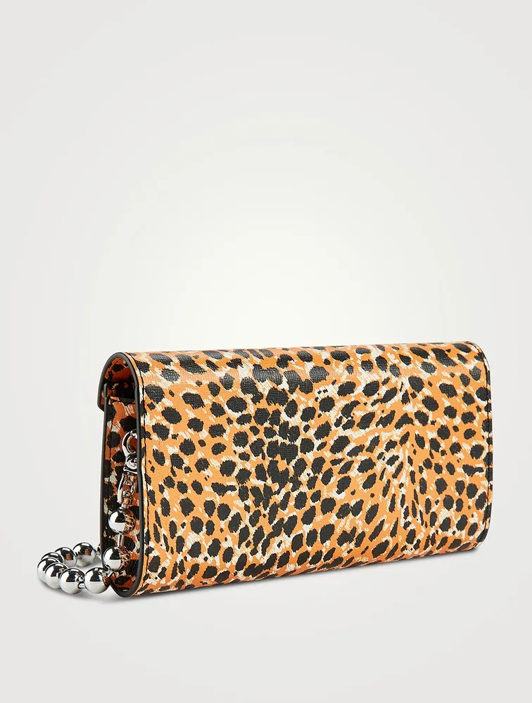 Banner Recycled Leather Envelope Chain Wallet In Animal Print